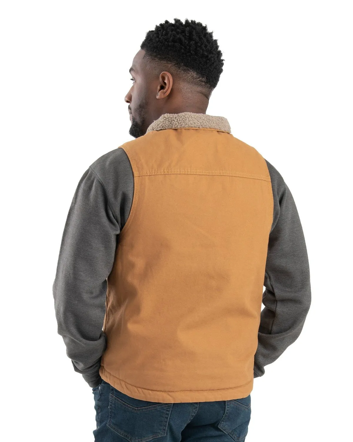 Berne Mens Brown Duck 100% Cotton Canyon Sherpa Lined Vest