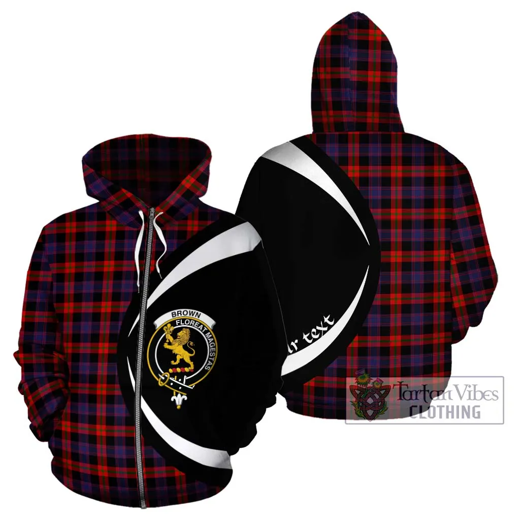 Brown (Broun) Tartan Hoodie with Family Crest Circle Style