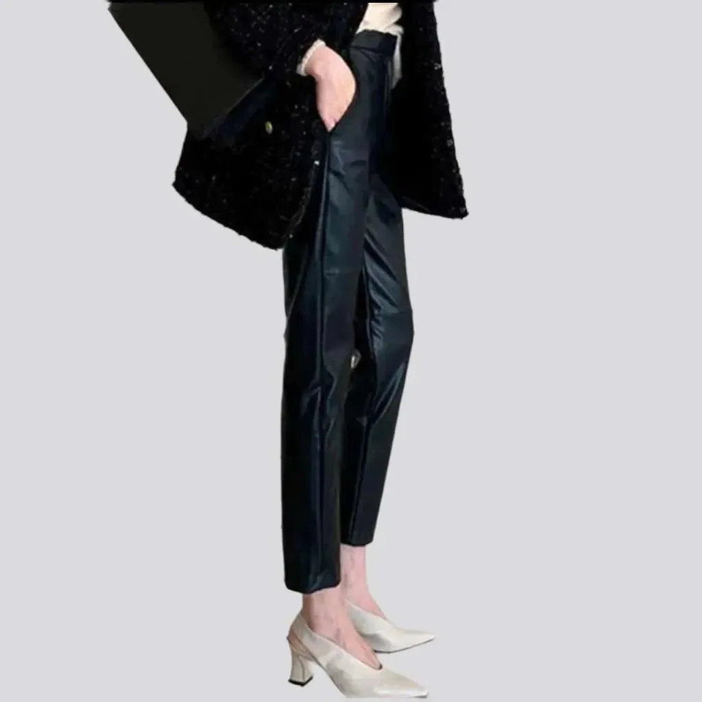 Cigarette wax women's denim pants
