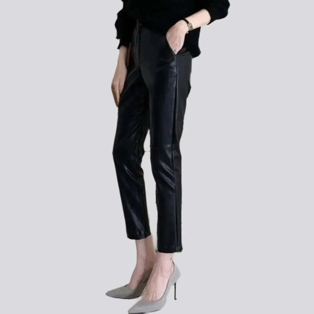 Cigarette wax women's denim pants