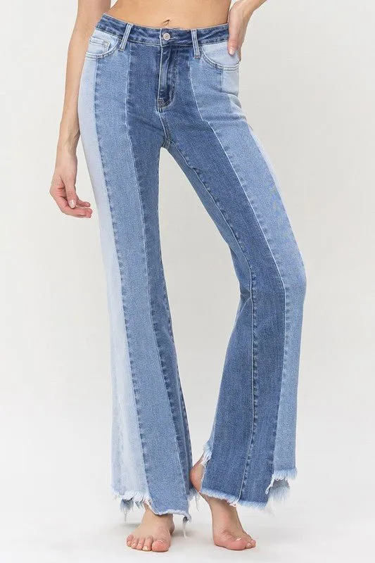 Color Block Flare Jeans