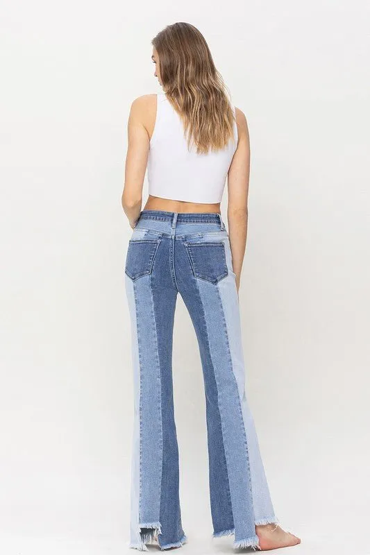 Color Block Flare Jeans