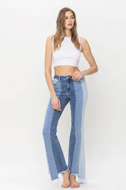 Color Block Flare Jeans