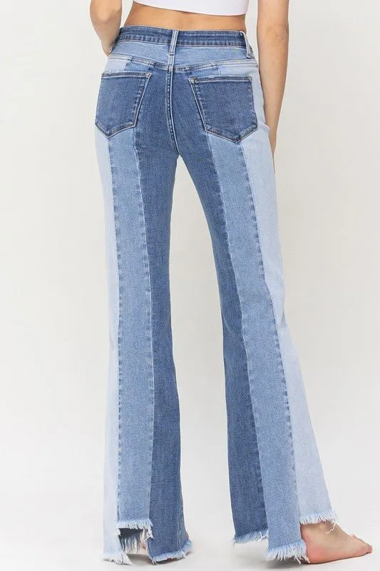 Color Block Flare Jeans