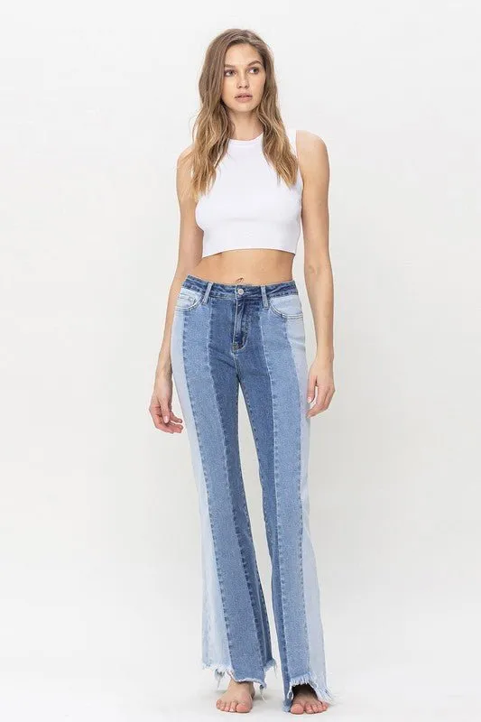 Color Block Flare Jeans