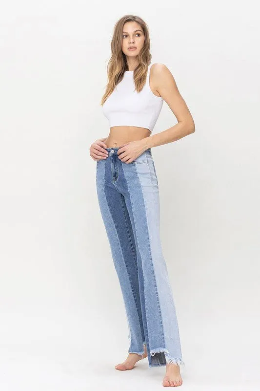Color Block Flare Jeans