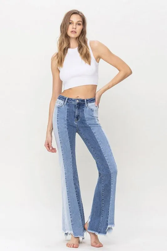Color Block Flare Jeans