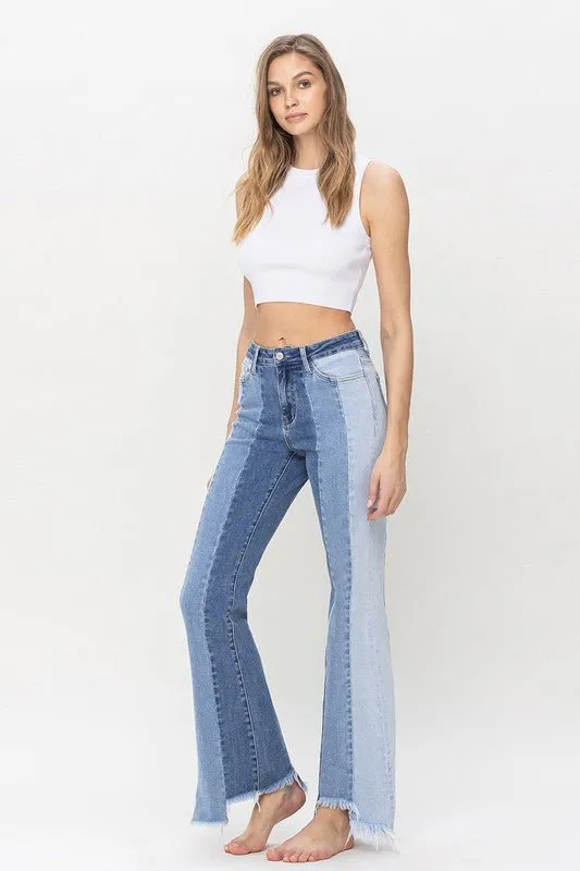 Color Block Flare Jeans
