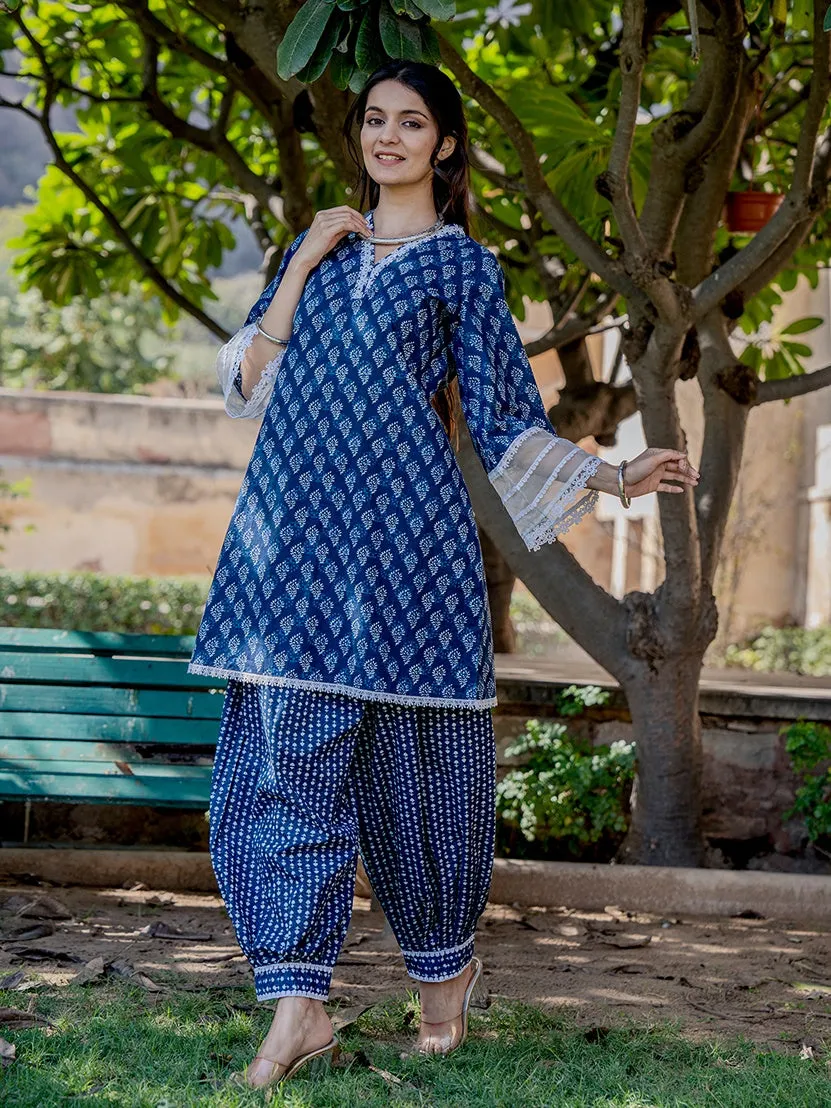 Cotton Blue Top Harem Pant Co-Ord Set