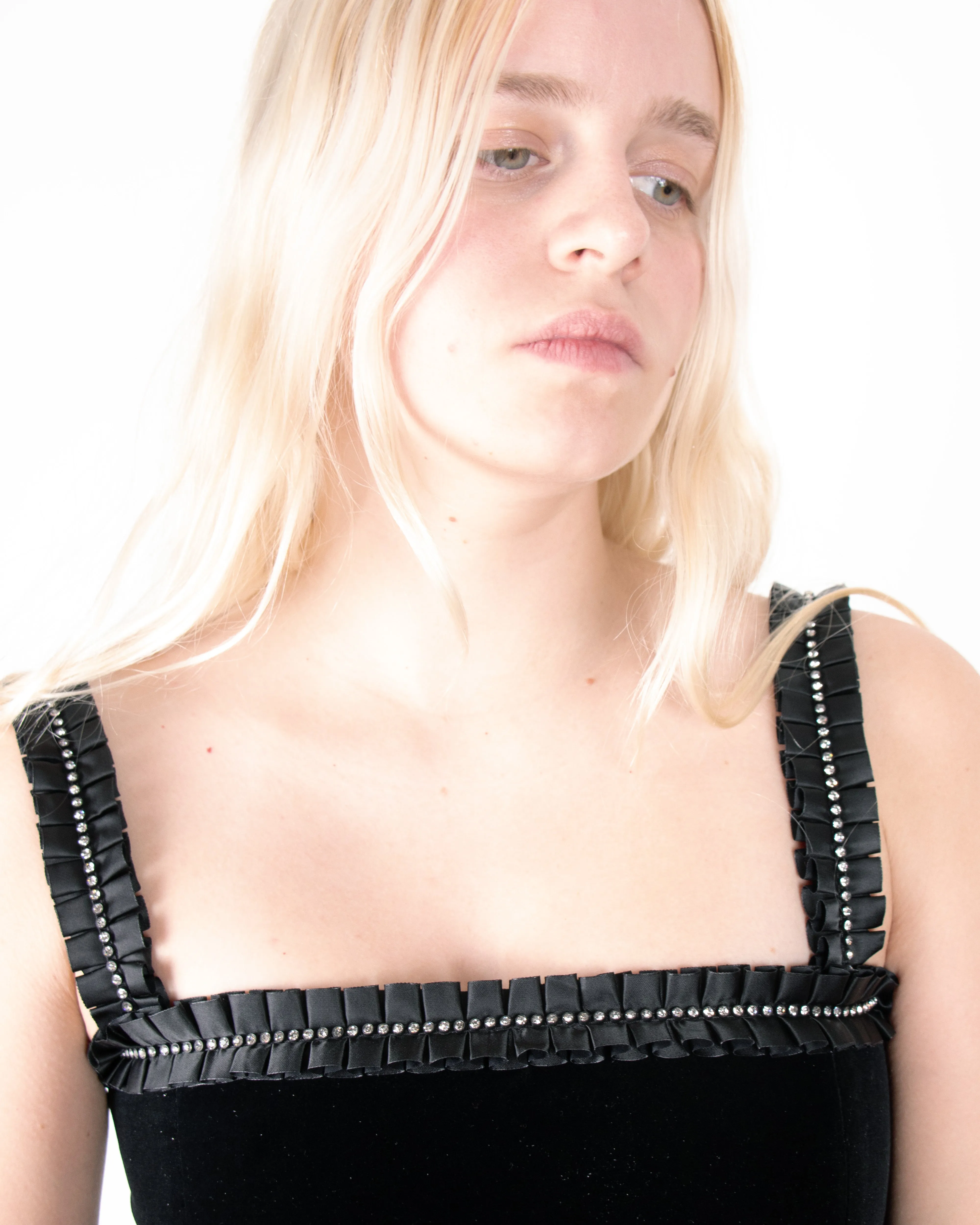 Early 1980s Yves Saint Laurent Black Velvet 2-Piece Ensemble XS/S