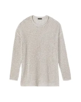 Eileen Fisher Cotton Crochet Knit Mesh Pullover