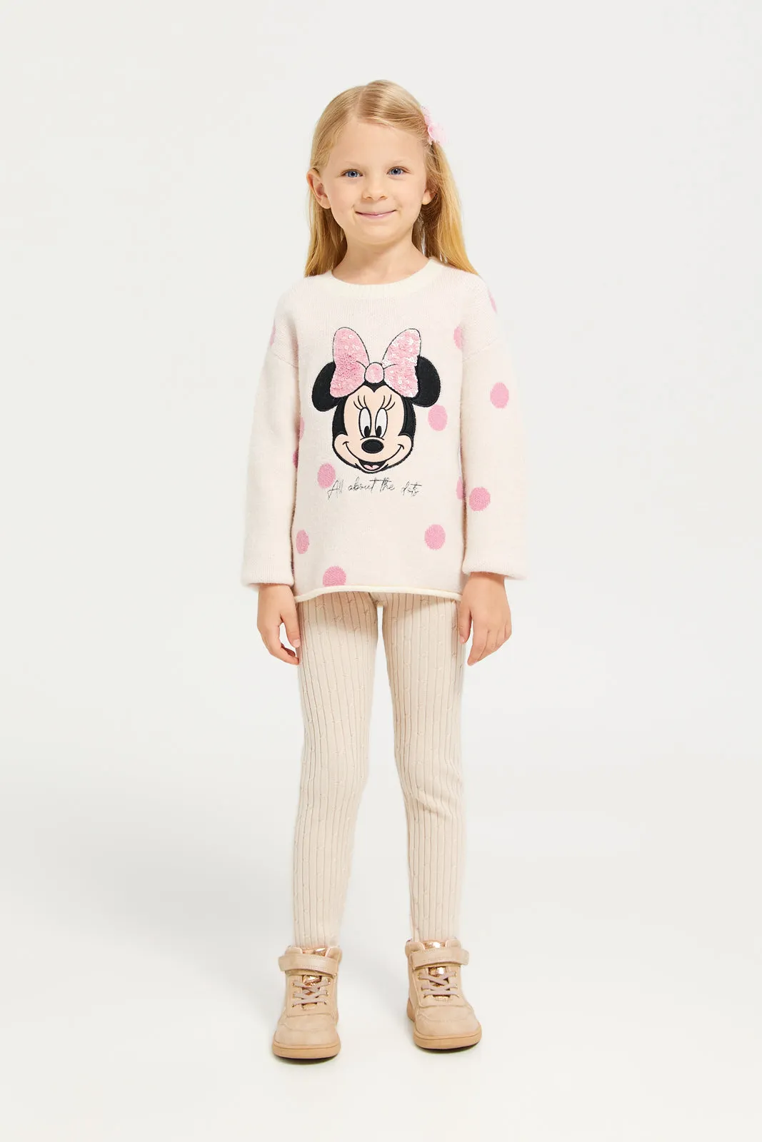 Girls Pink Minnie Mouse Embellished Pullover