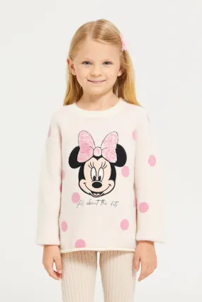 Girls Pink Minnie Mouse Embellished Pullover