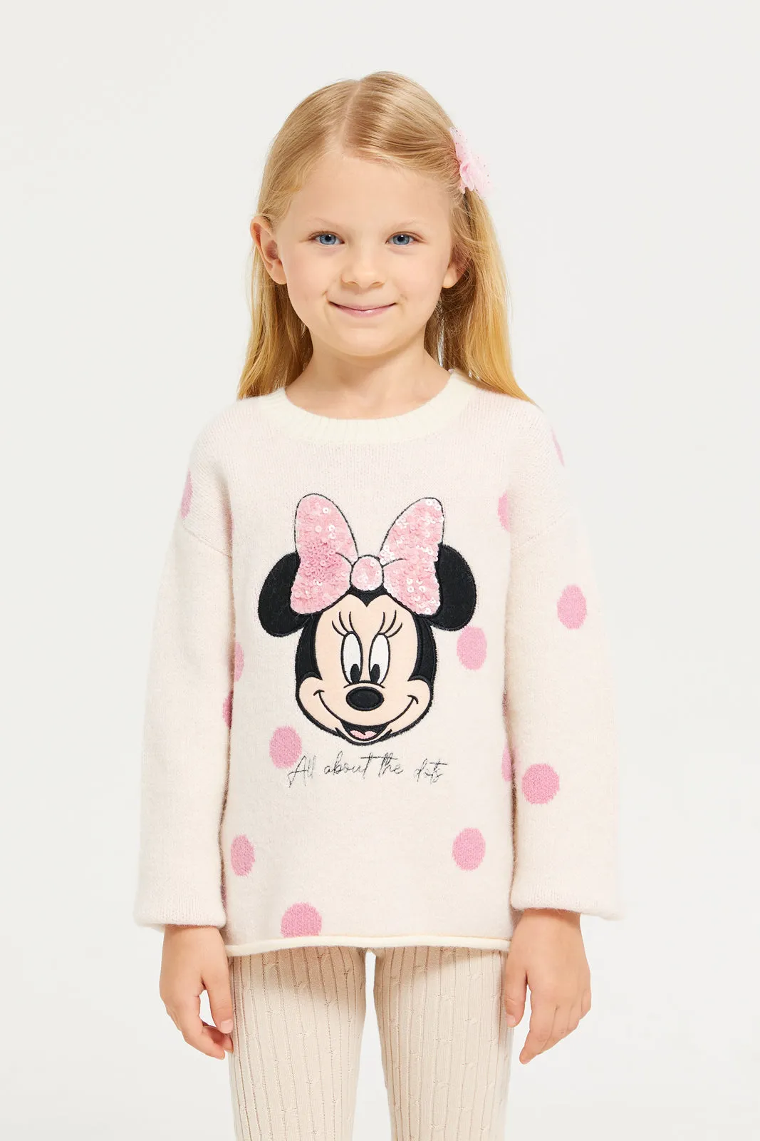 Girls Pink Minnie Mouse Embellished Pullover