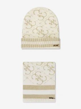 Guess Girls Hat And Scarf Set in Cream