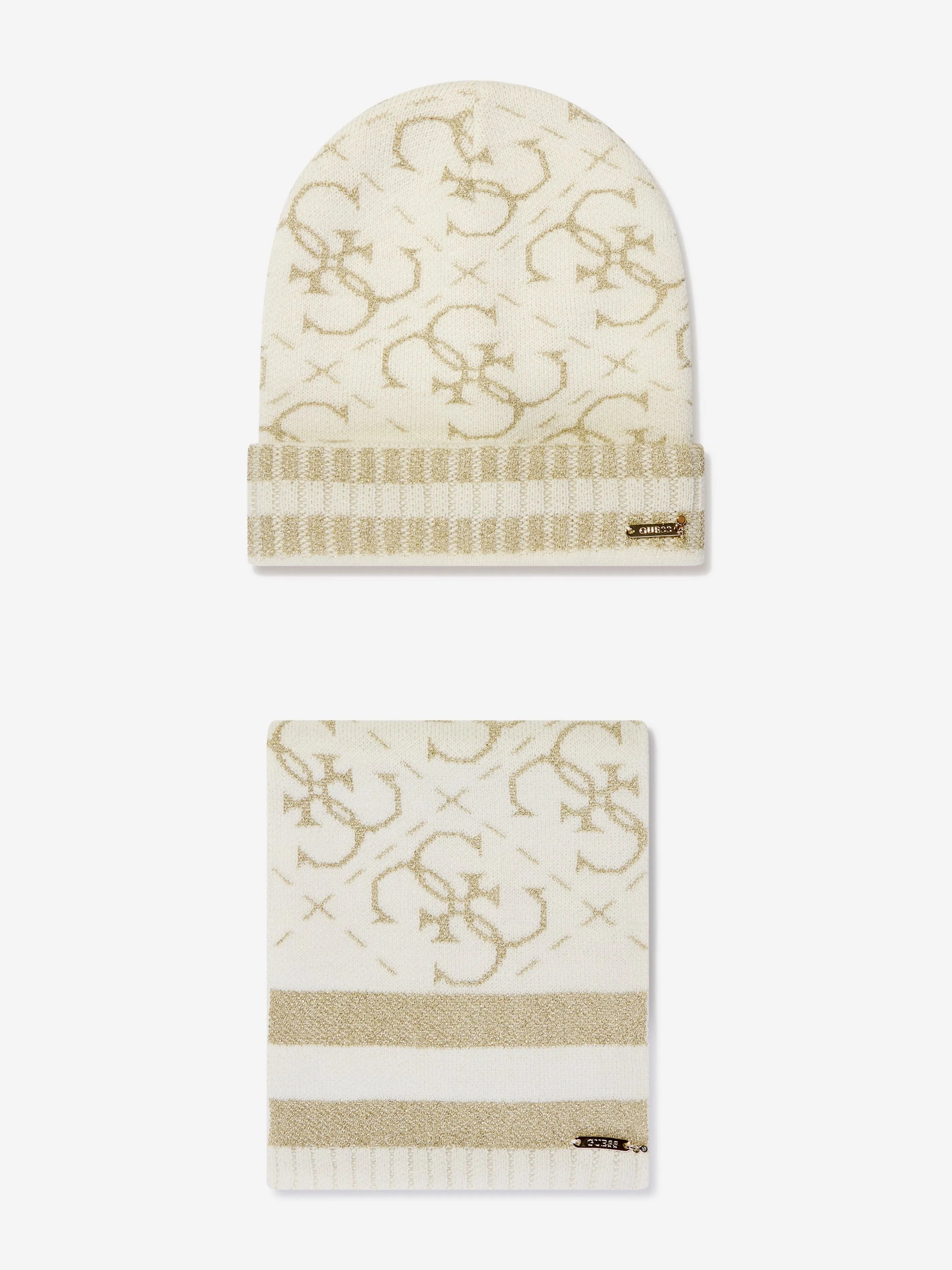 Guess Girls Hat And Scarf Set in Cream