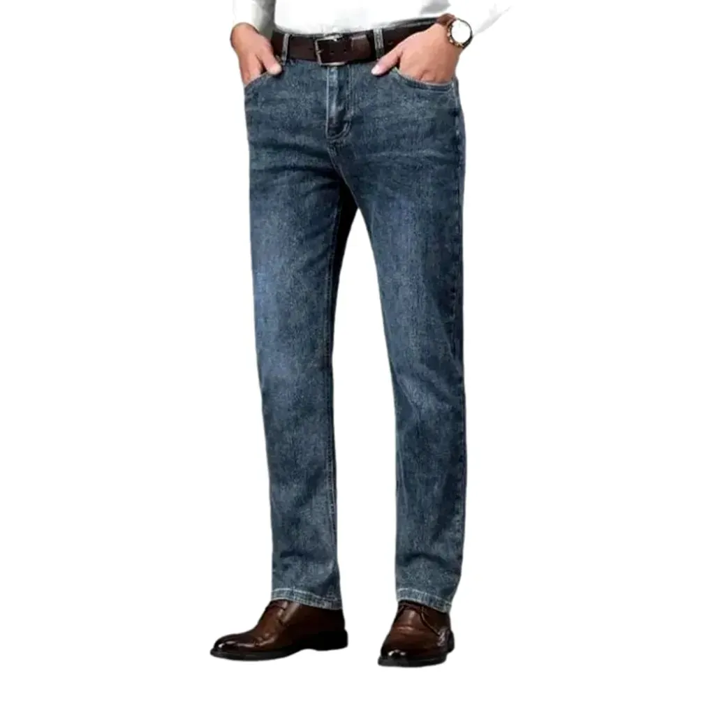 High rise stonewashed men's jeans