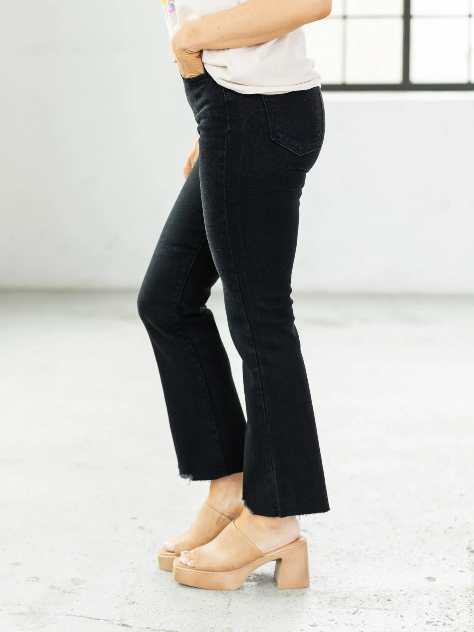 Just Black Washed Black Vintage Crop Flare