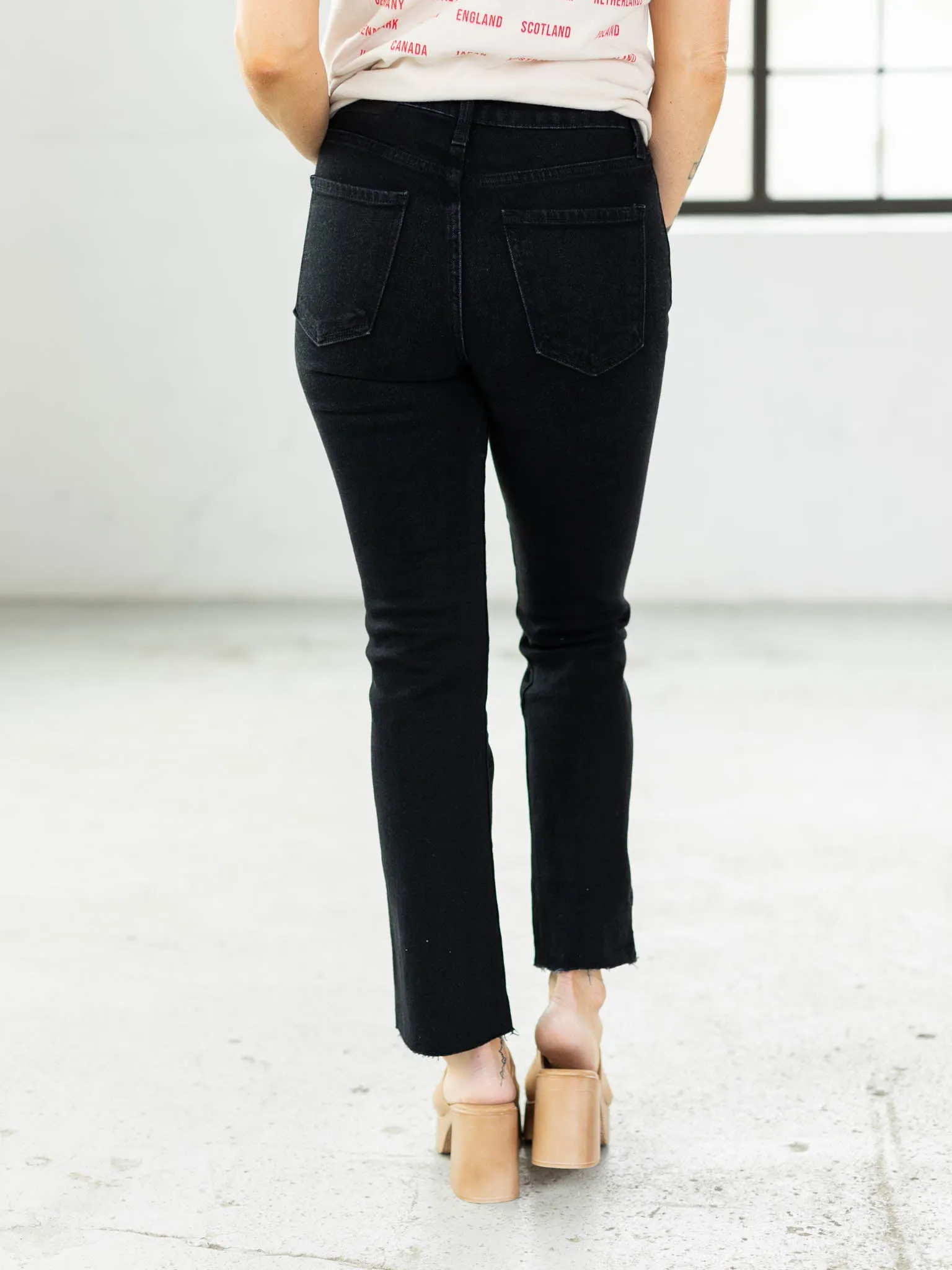 Just Black Washed Black Vintage Crop Flare