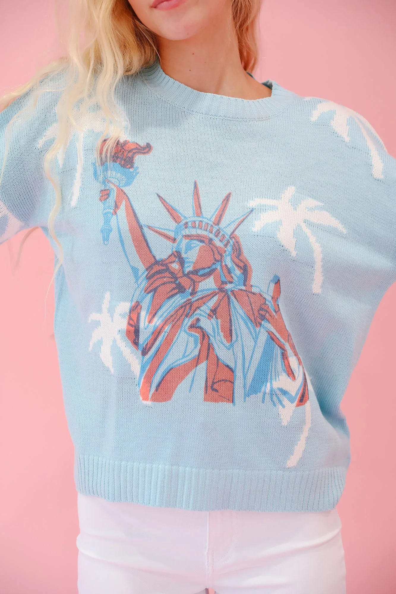 LADY LIBERTY BLUE BEACH SWEATER