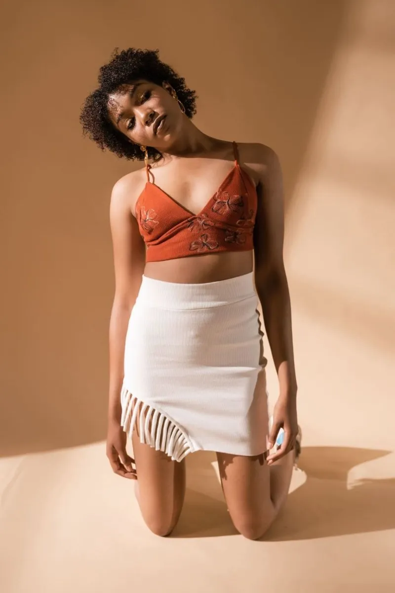 Marta Skirt | High-Waist Skirt In Cotton Knit (White)
