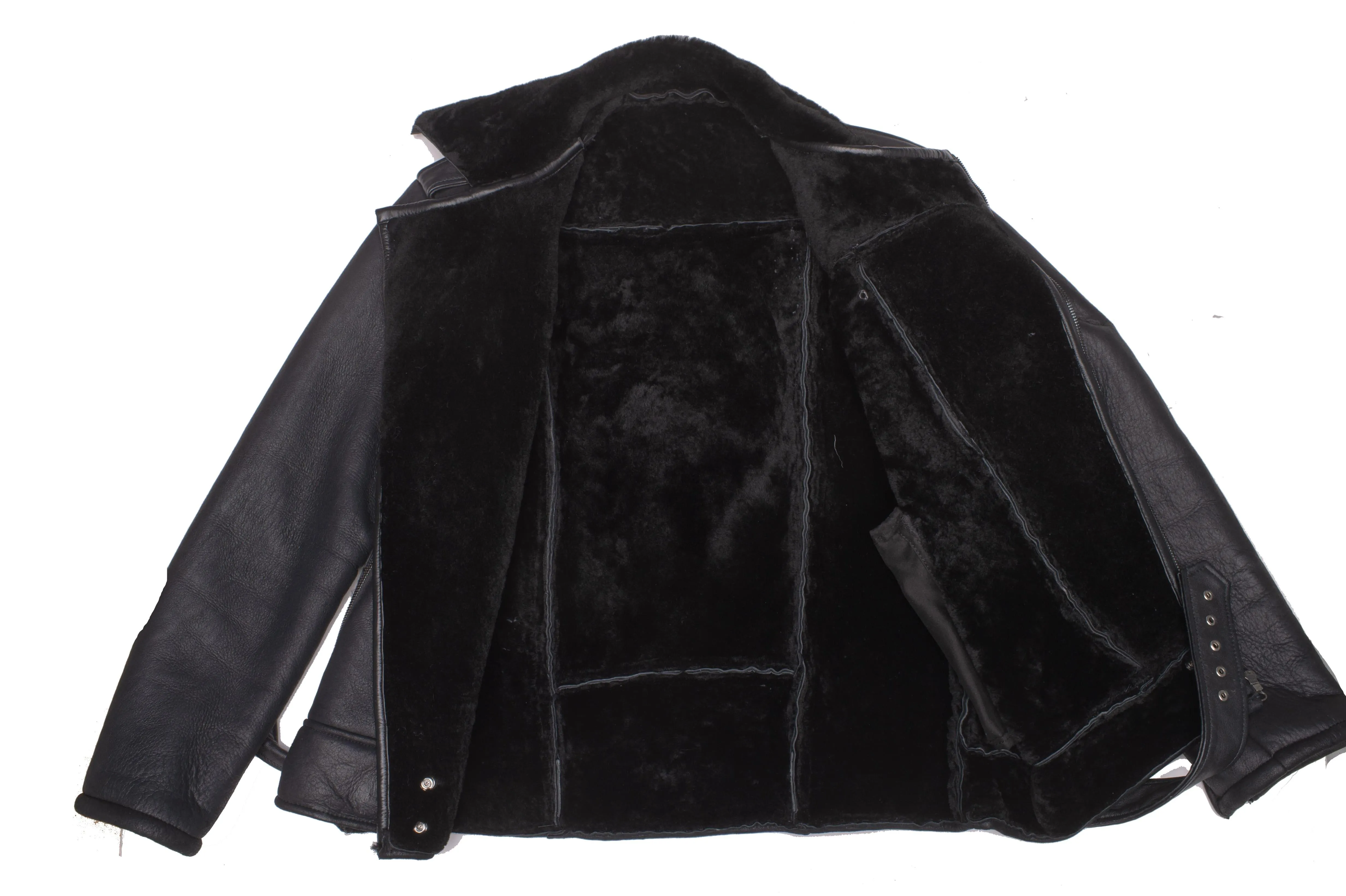Men's Black on Black Shearling Biker Jacket