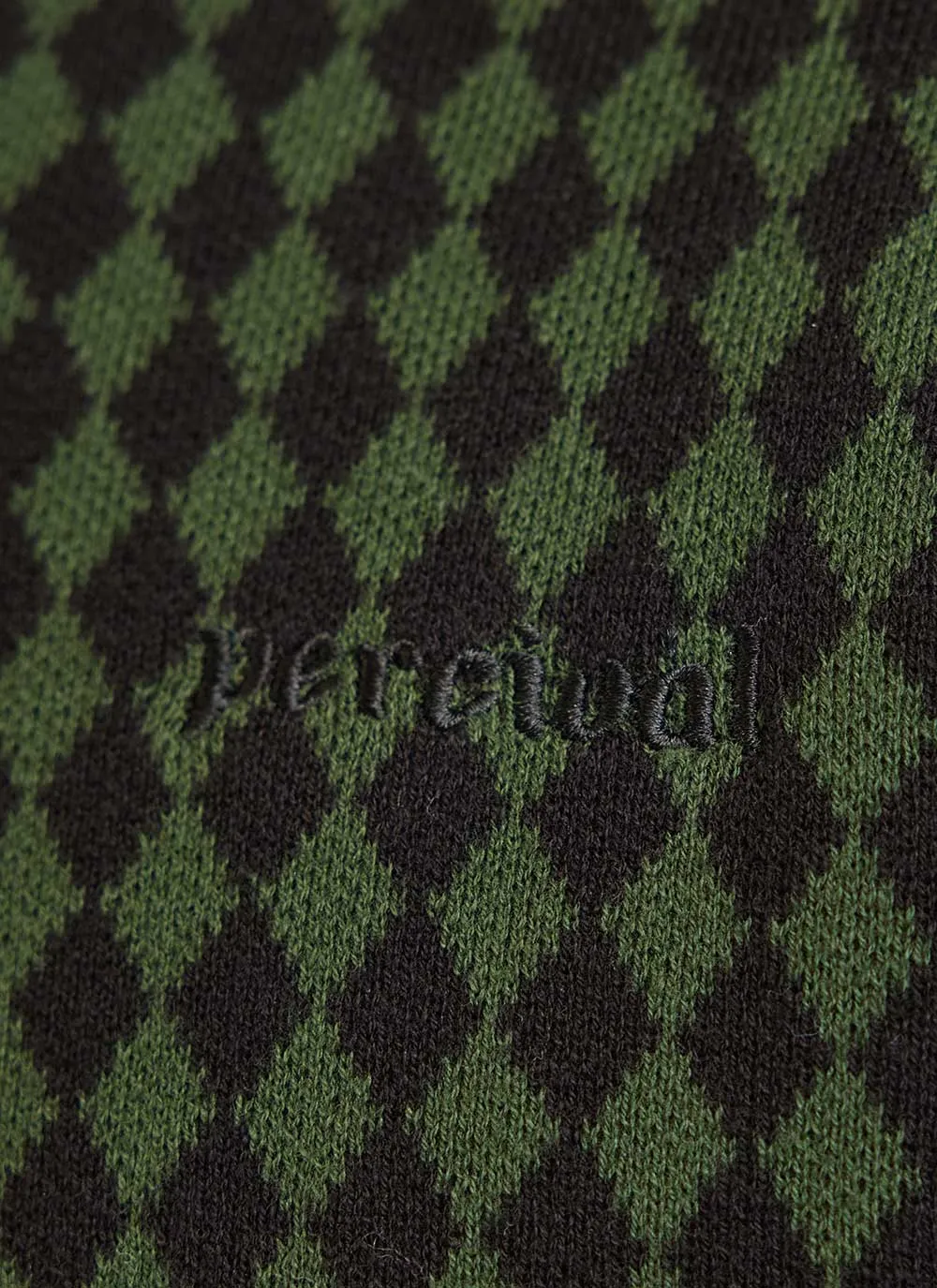 Mini Harlequin Zip Pullover | Knitted Cotton | Forest