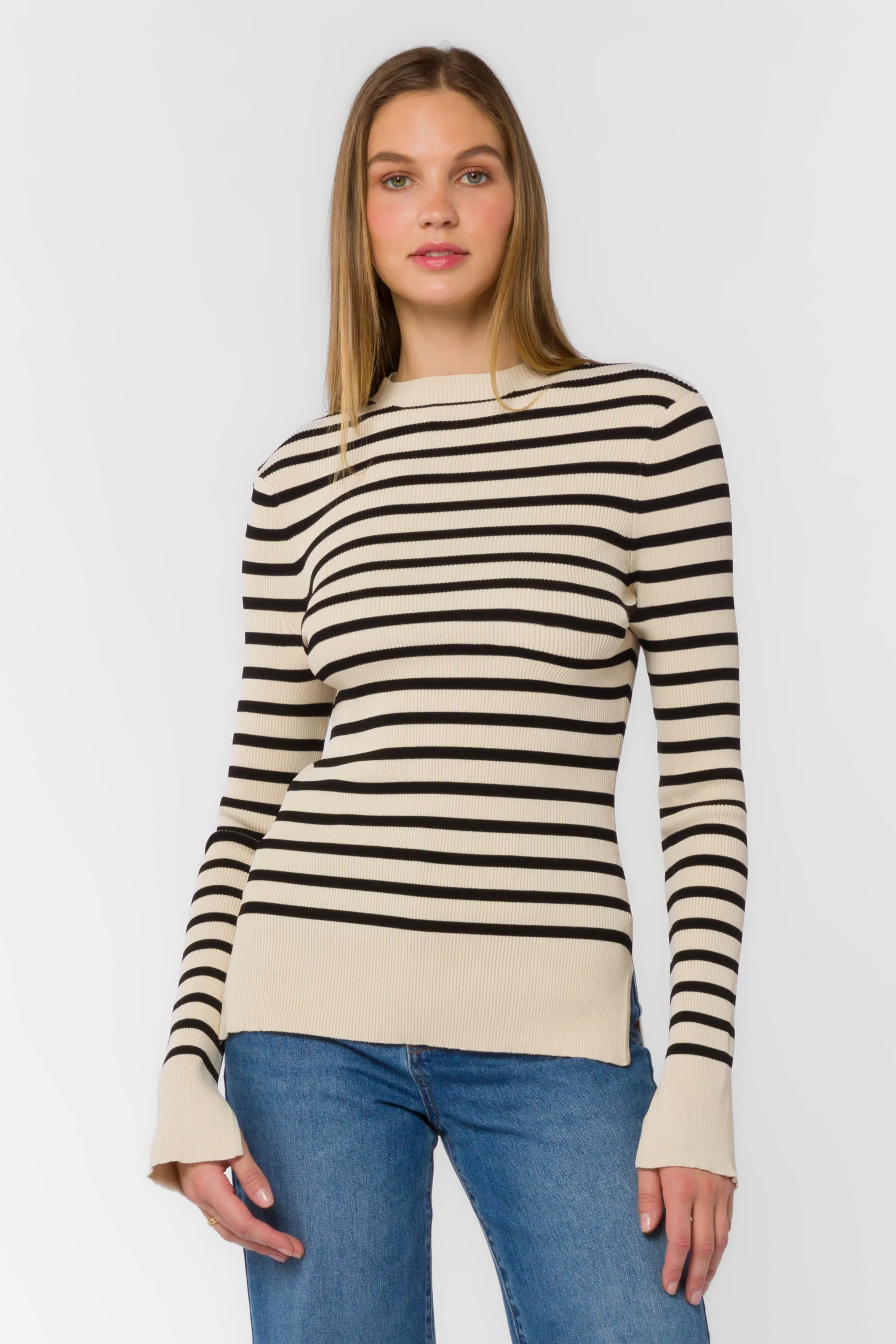 Teresa Black Ivory Stripe Sweater