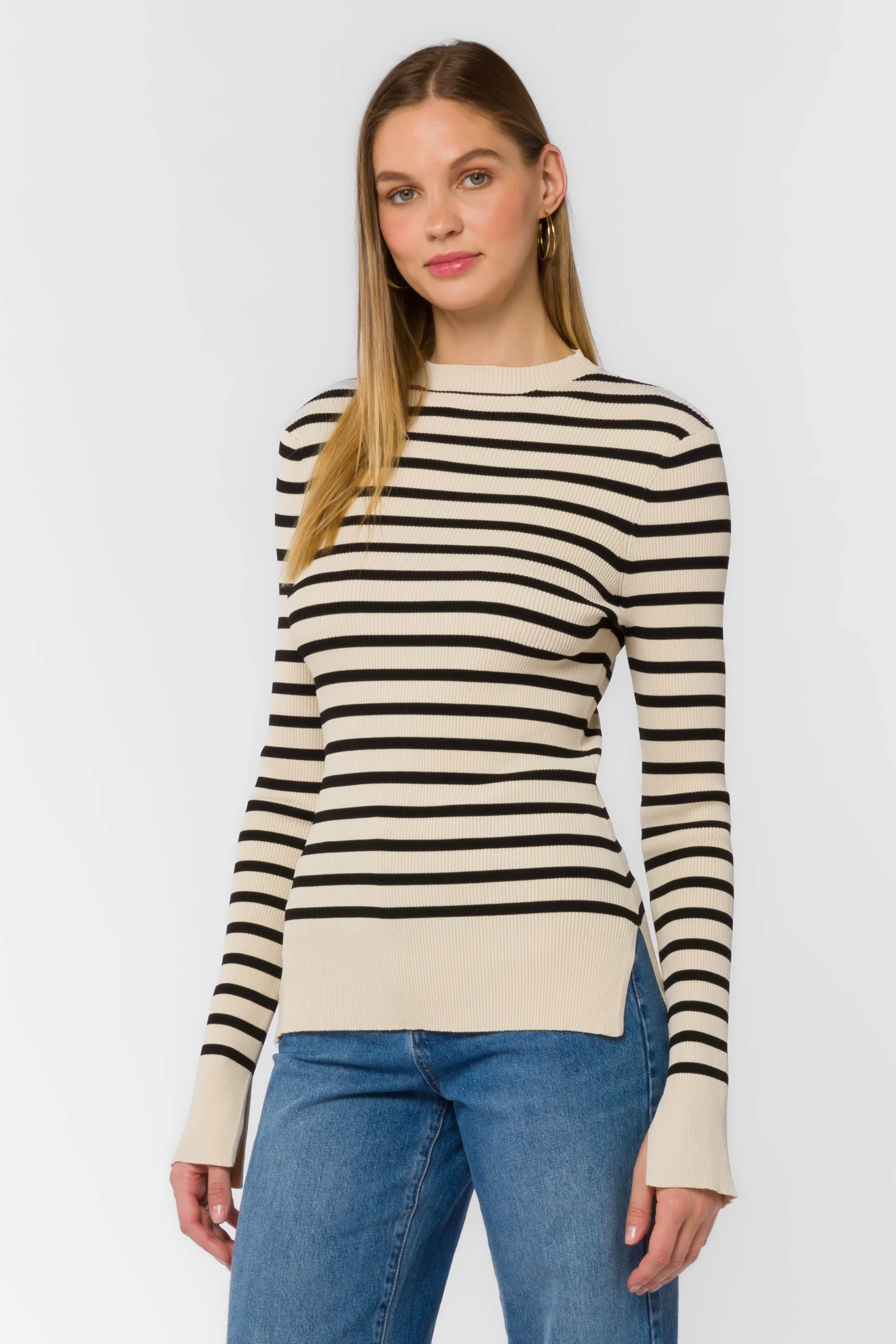 Teresa Black Ivory Stripe Sweater