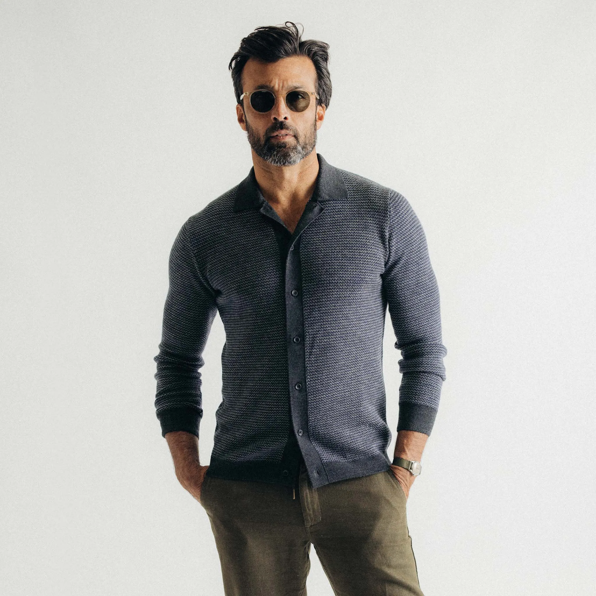 The Nichols Polo in Navy Birdseye