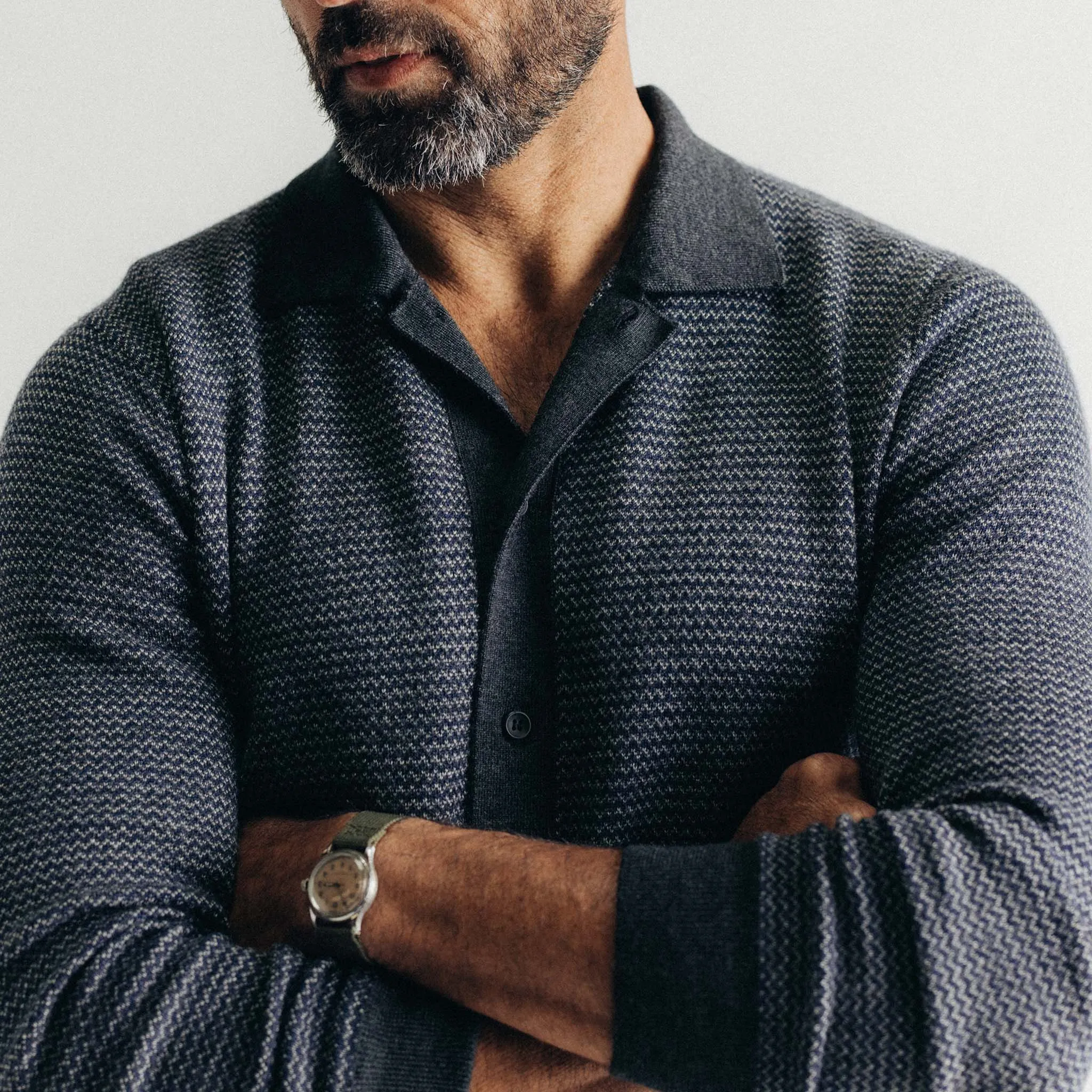 The Nichols Polo in Navy Birdseye