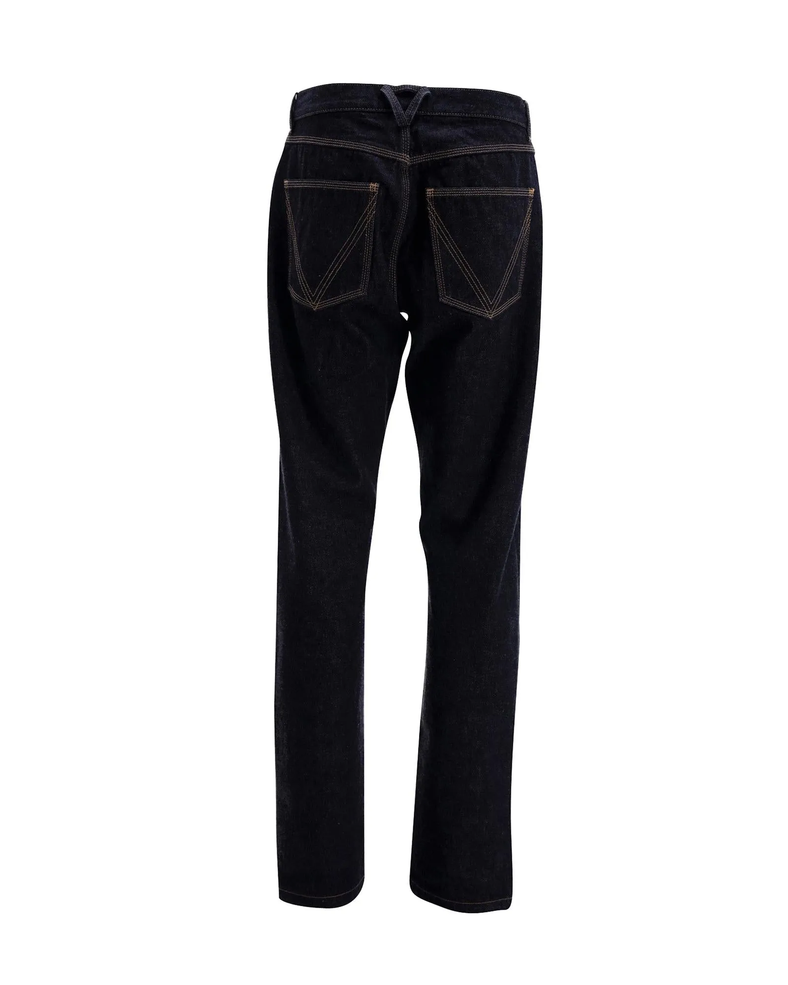 Timeless Navy Blue Straight Leg Denim Jeans with Contrast Stitching