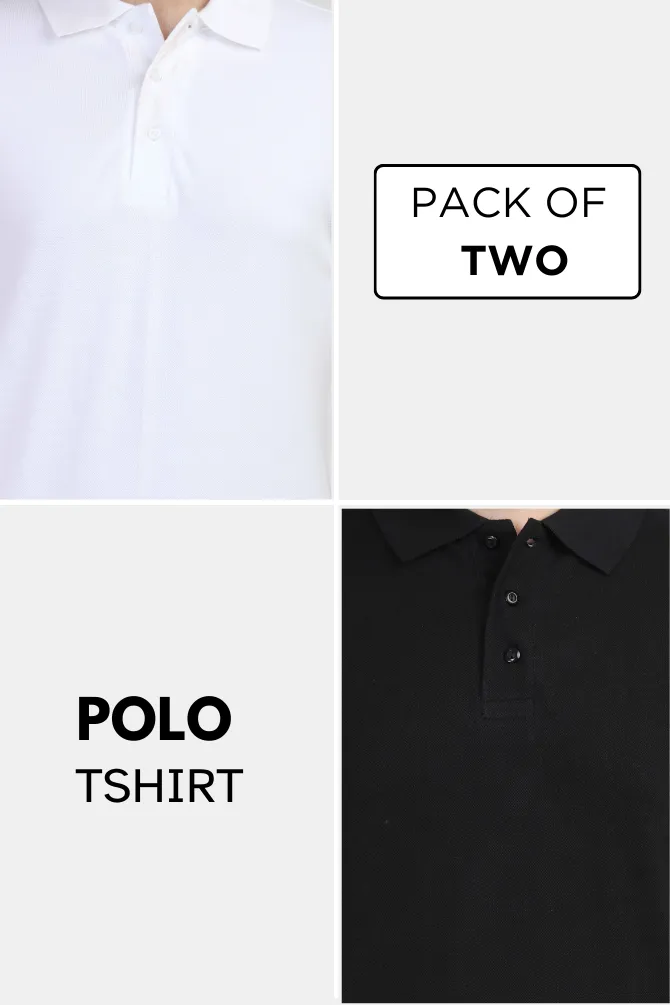White and Black Polo T-Shirts Combo for Men