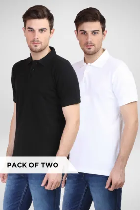 White and Black Polo T-Shirts Combo for Men