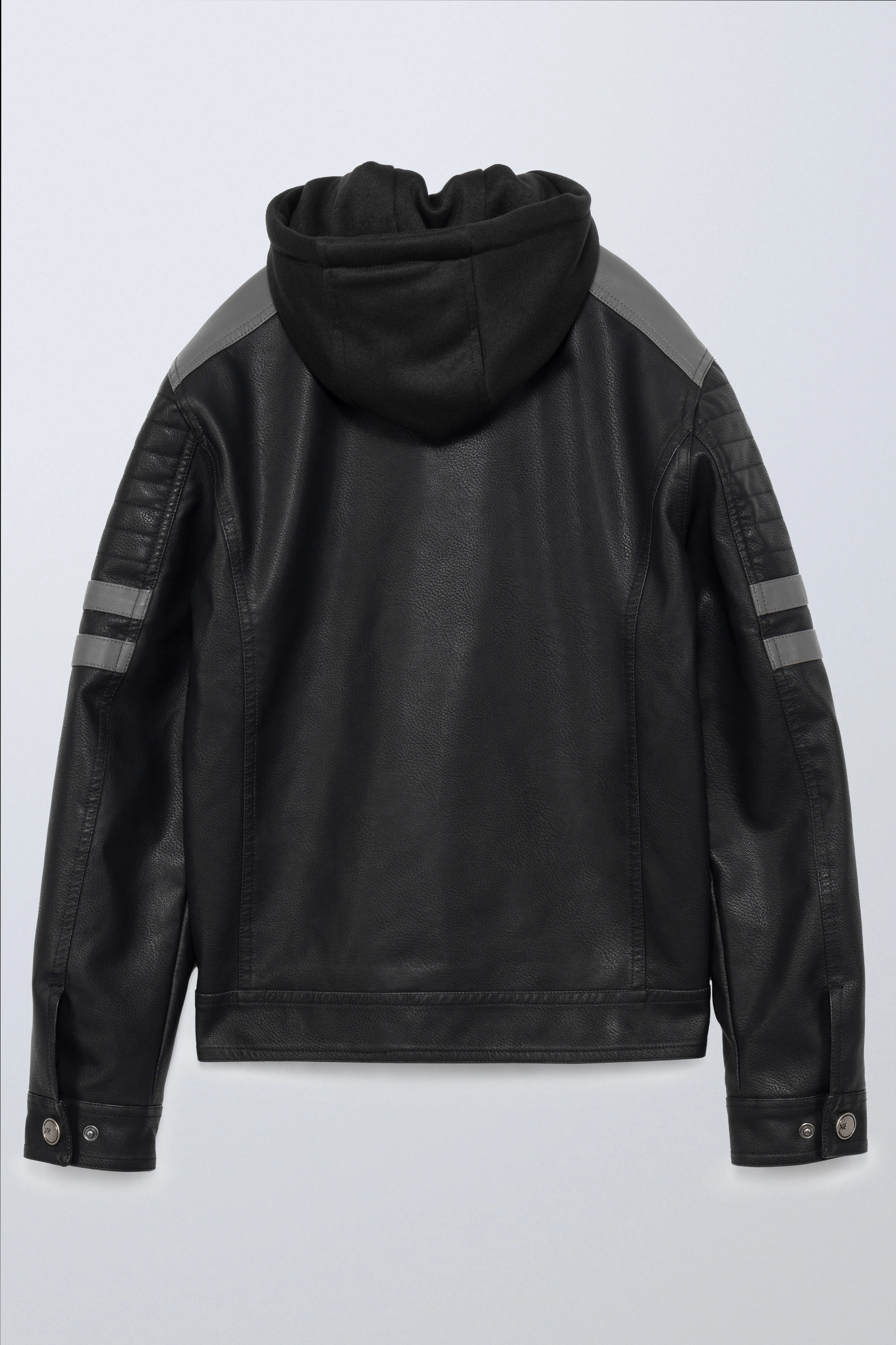 X RAY JEANS Boys Grainy PU Leather Hooded Jacket With Faux Shearling Lining