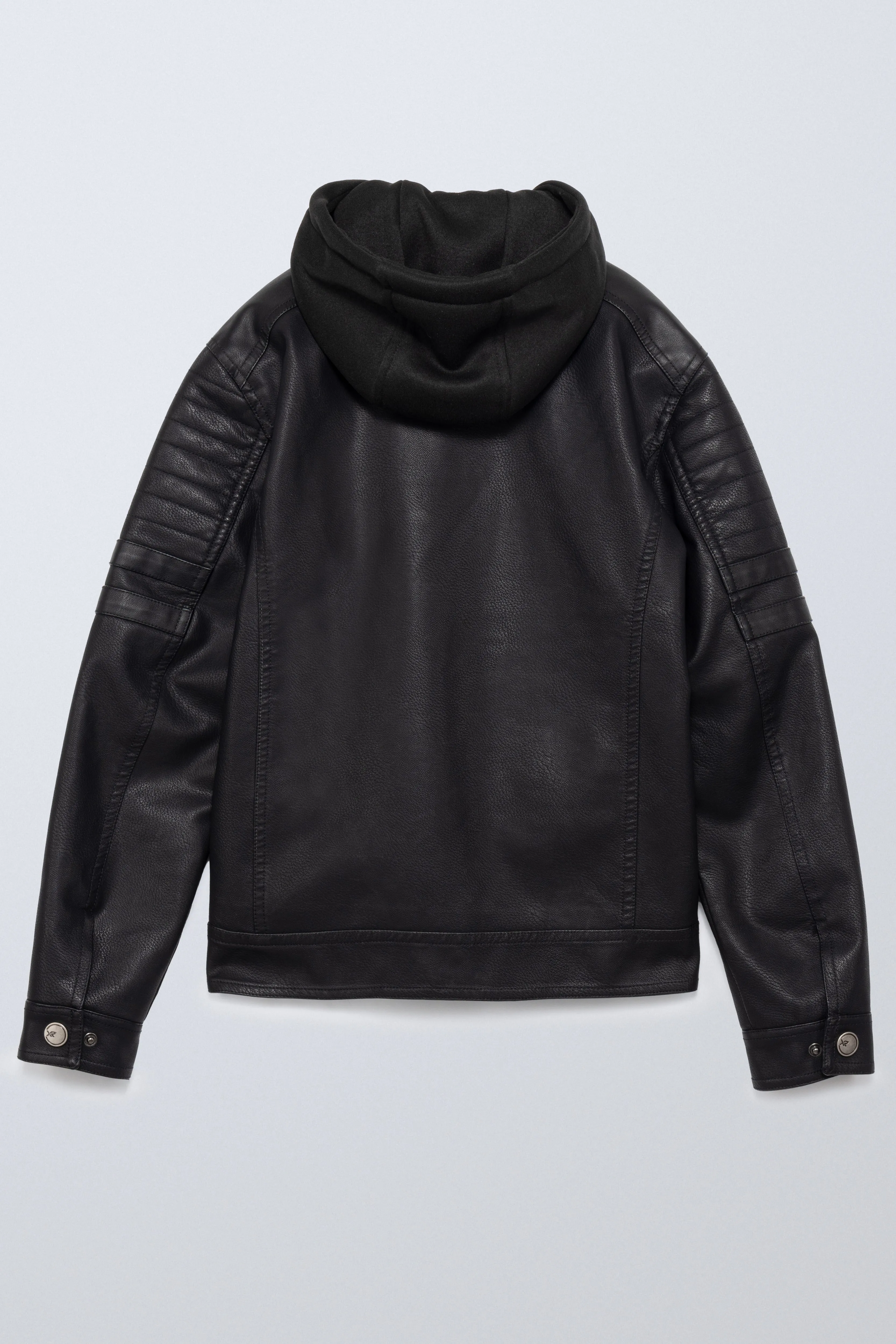 X RAY JEANS Boys Grainy PU Leather Hooded Jacket With Faux Shearling Lining