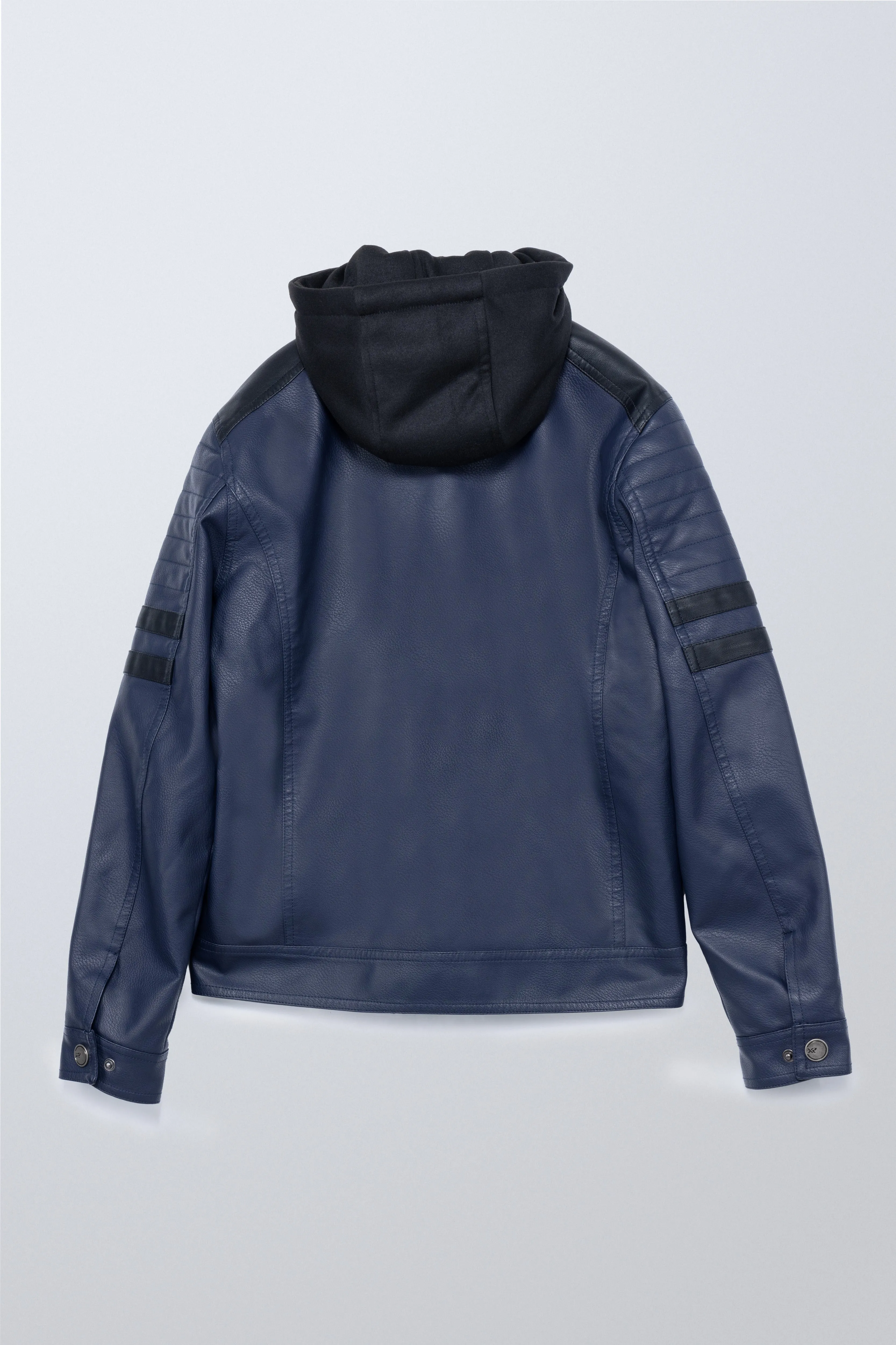 X RAY JEANS Boys Grainy PU Leather Hooded Jacket With Faux Shearling Lining